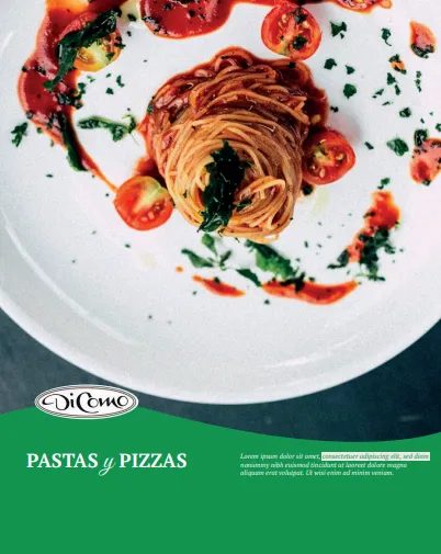 Publicación gastronómica de pastas y pizzas de Dicomo
